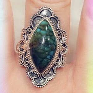 Boho Turquoise Sterling Silver 925 Gemstone Ring